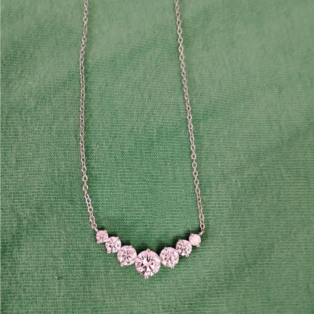 2.8CT Moissanite Curve Necklace D Color VVS Sterling Silver Seven Stone Pendant